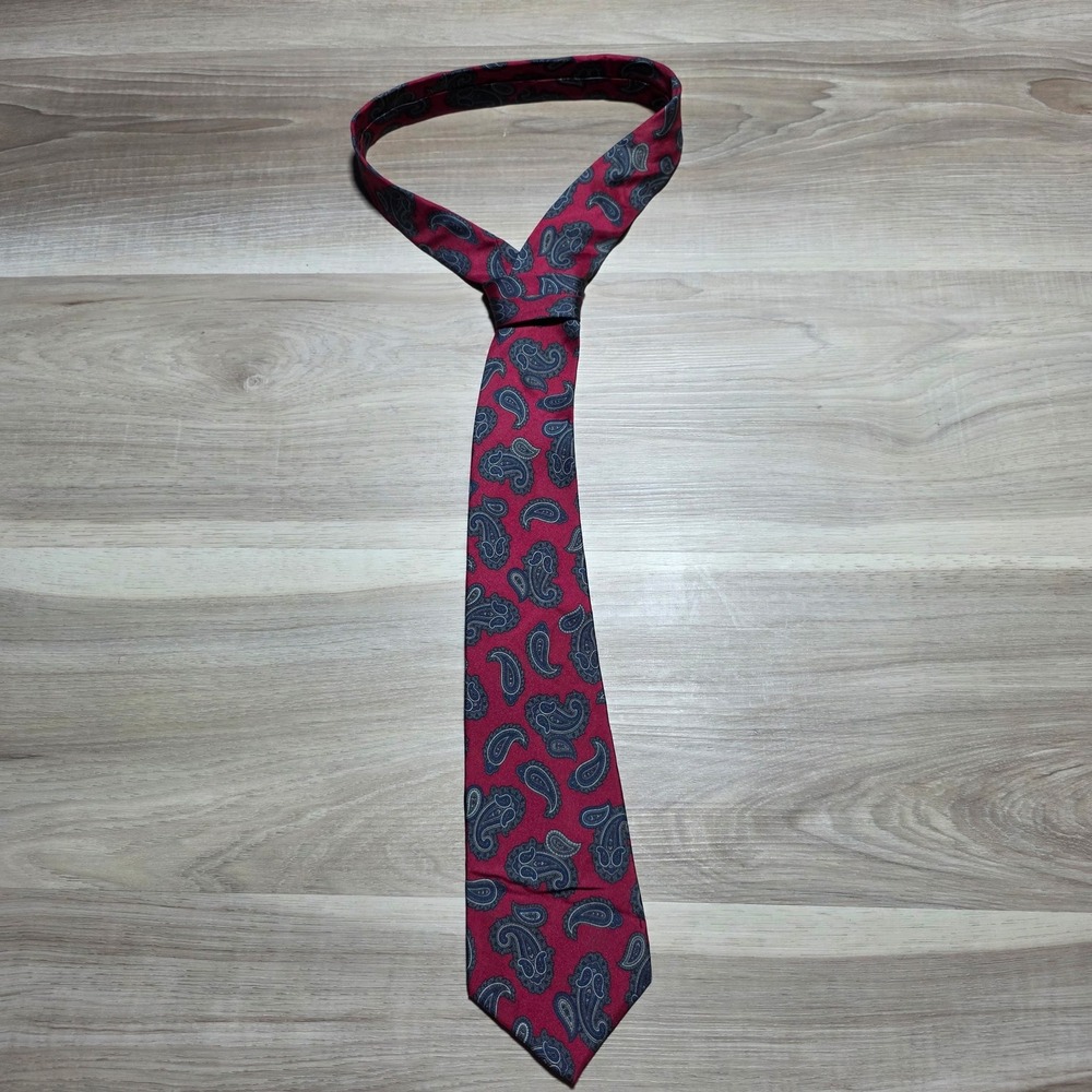 Oscar de la Renta Necktie Mens OS Red Paisley Couture Silk Blend‎ WPL-4075 Tie